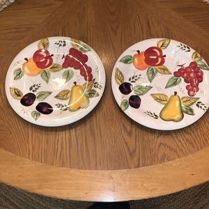 Oneida Vintage Fruit Hand Painted Plate Pair 10.5”